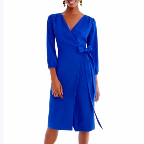 new with tags J Crew 365 crepe wrap dress size 0 in blue - Picture 1 of 8